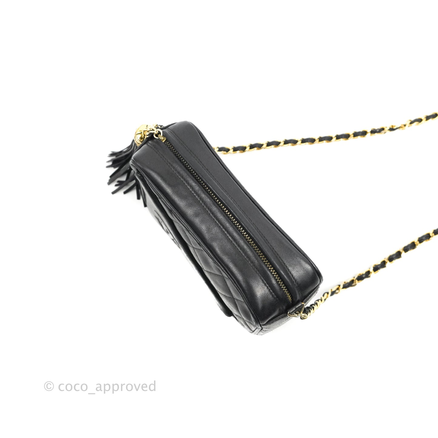 Chanel Vintage Small Camera Bag Black Lambskin Gold Hardware