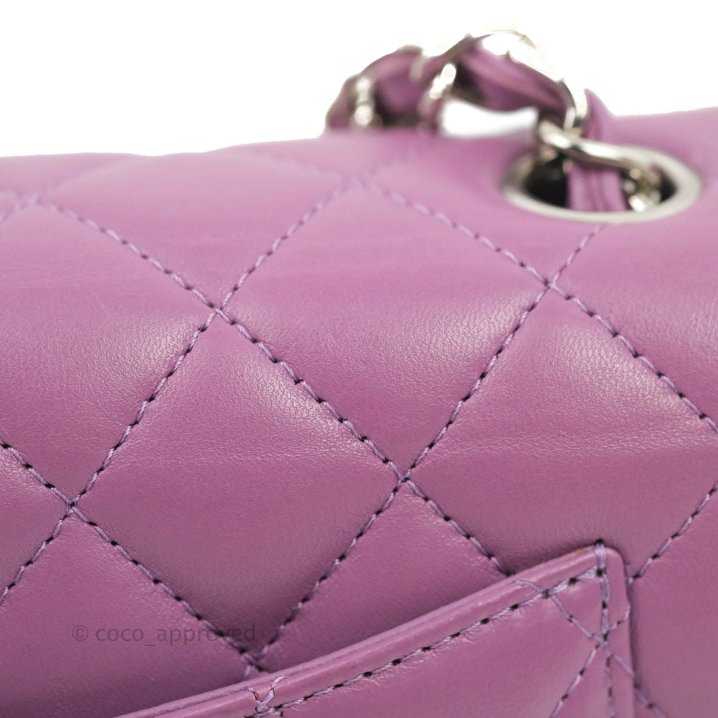 Chanel Quilted Mini Rectangular Flap Purple Lambskin Silver Hardware