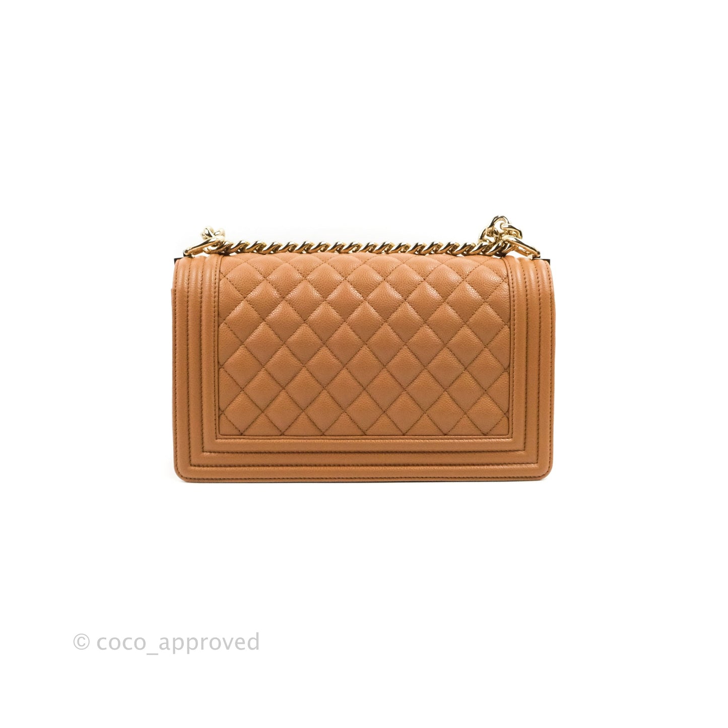 Chanel Quilted Medium Boy Caramel Caviar Gold Hardware