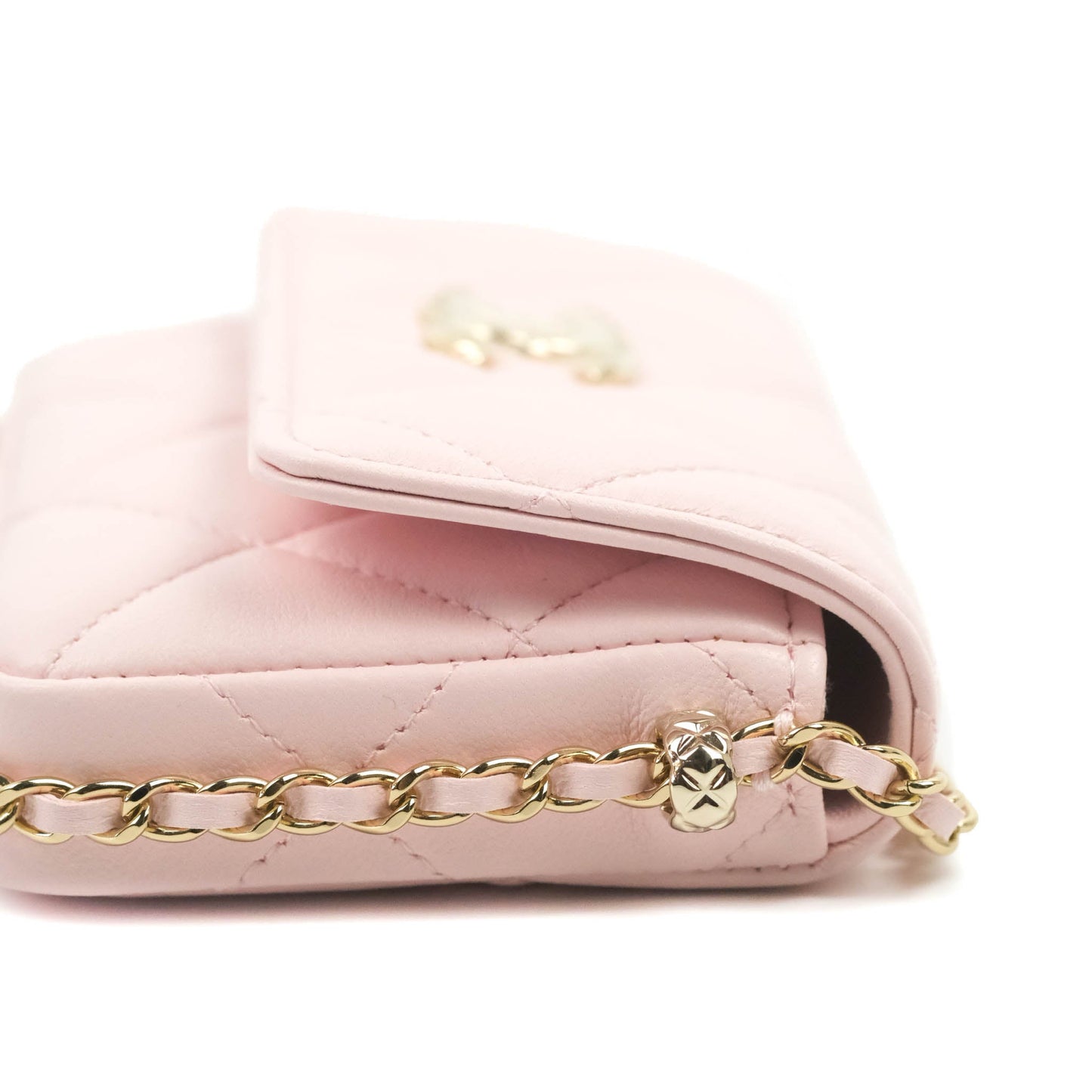 Chanel Mini Clutch With Chain Pink Lambskin Gold Hardware
