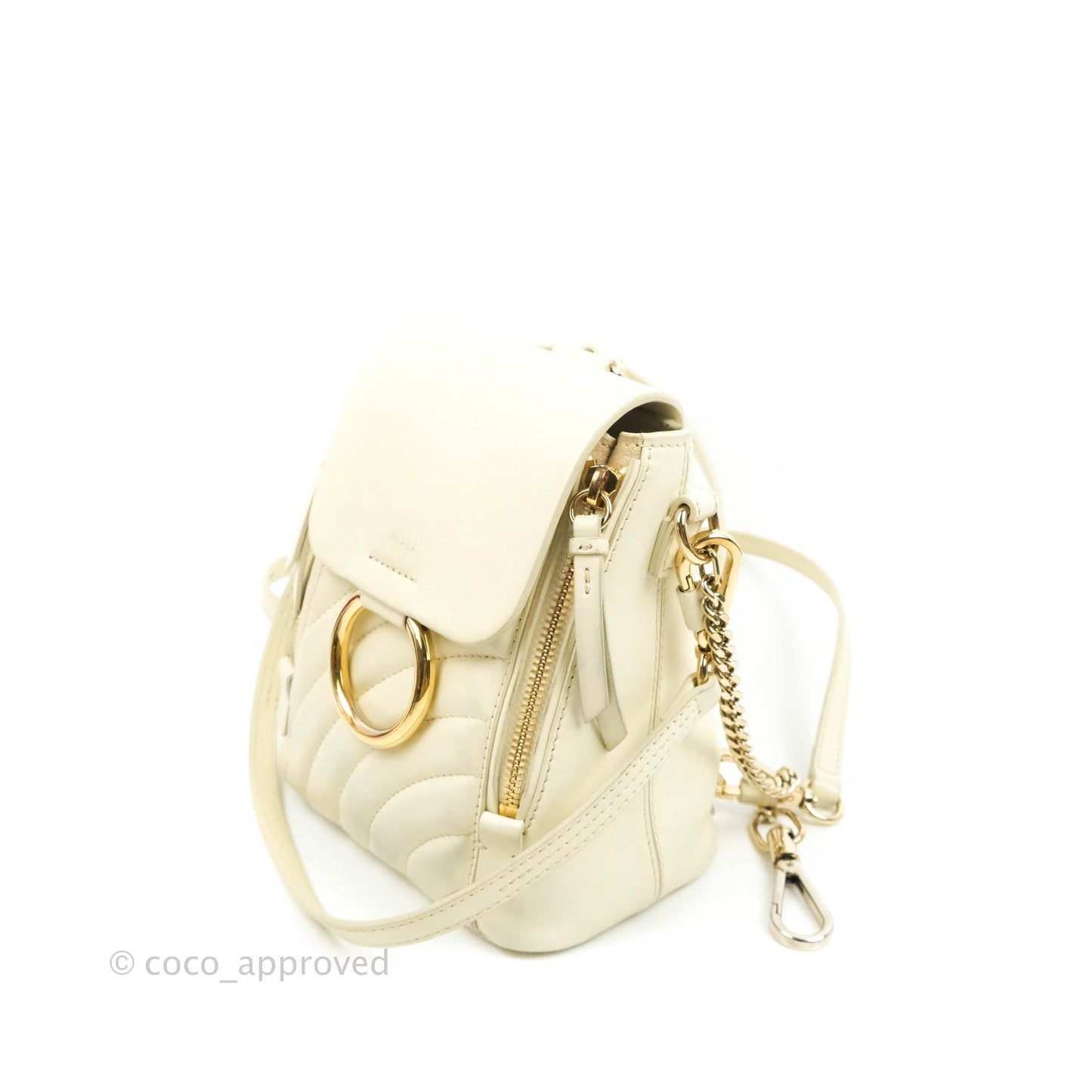 Chloé Mini Faye Backpack Ivory White Calfskin