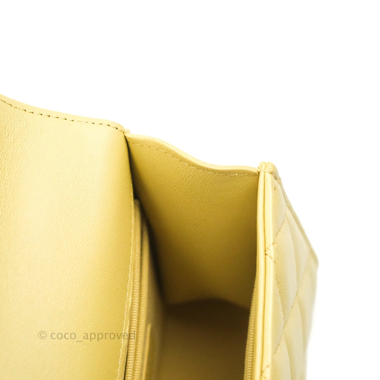 Chanel Mini Handle Clutch With Chain Yellow Lambskin Gold Hardware