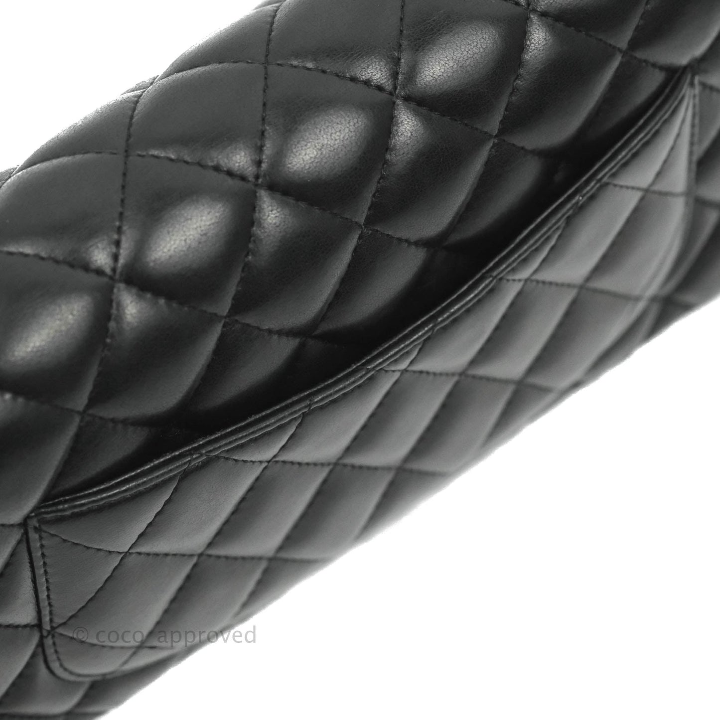 Chanel Quilted East West Flap Bag Black Lambskin Silver Hardware