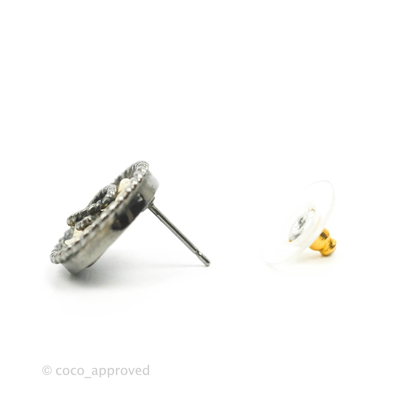 Chanel CC Round Earrings Gold & Gun Metal 17S