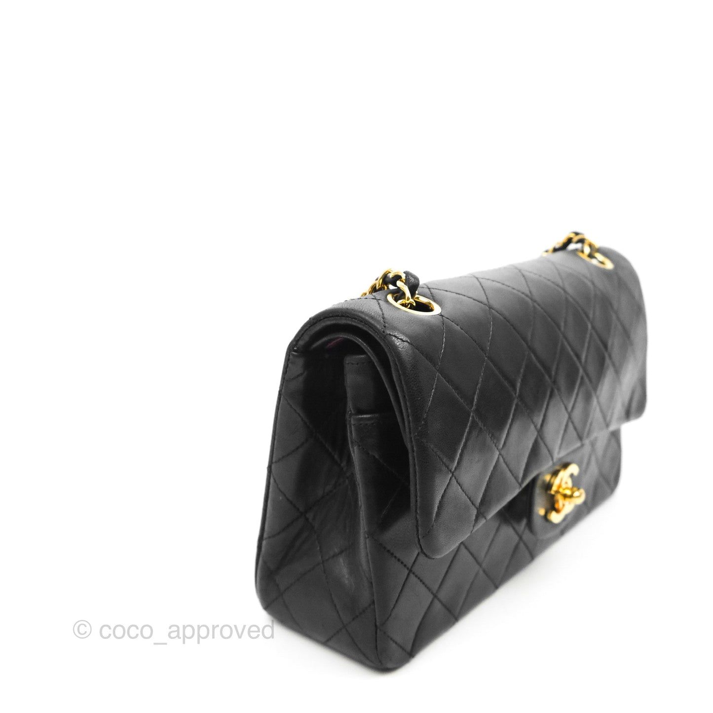 Chanel Classic Vintage Double Flap M/L Black Lambskin Gold Hardware