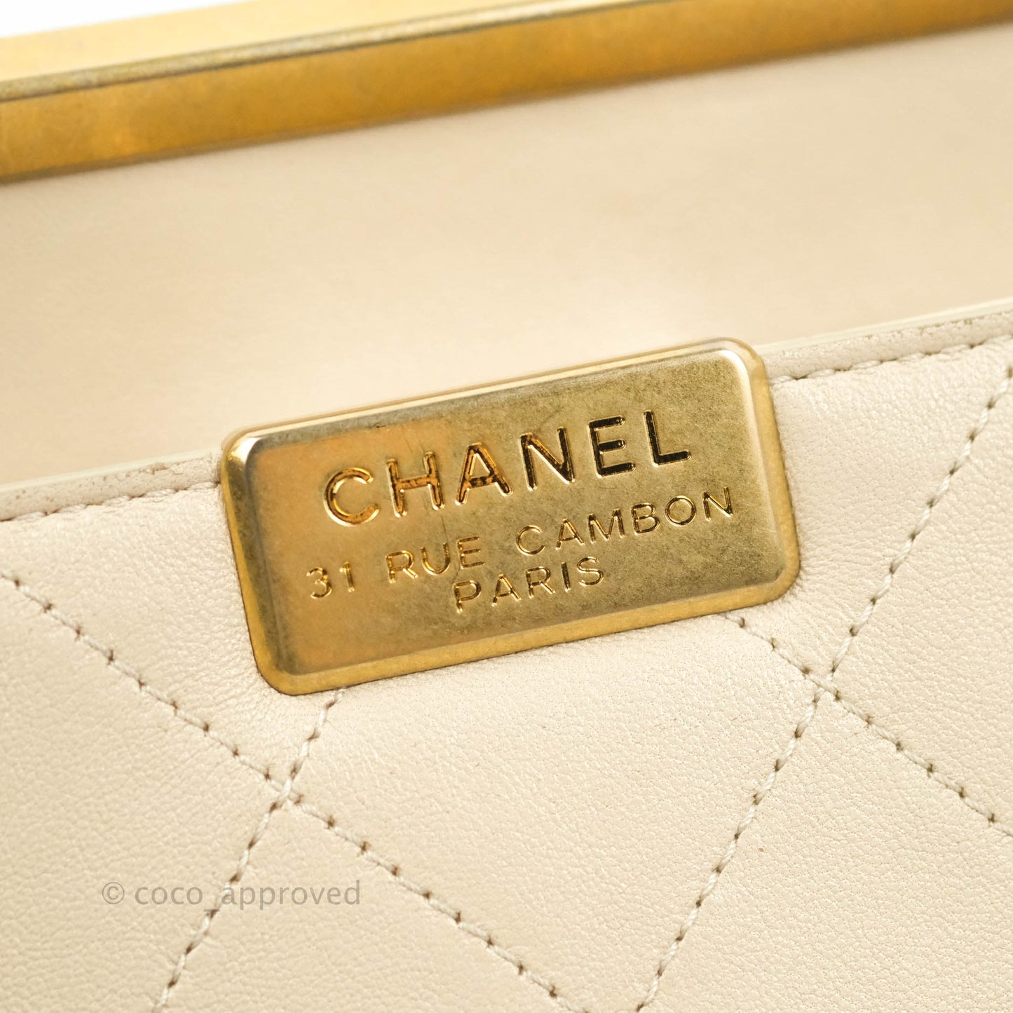 Chanel Small Flat Quilted Coco Luxe Flap Bag Light Beige Aged Gold Hardware