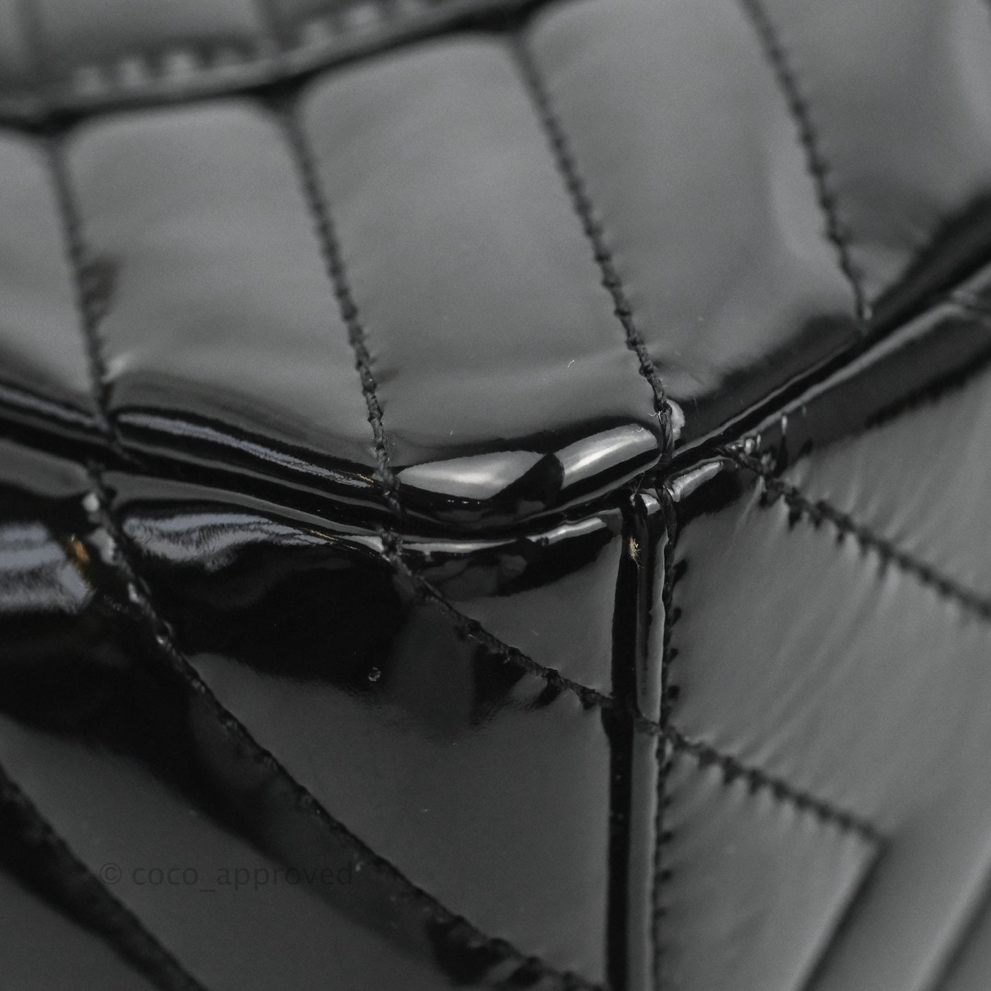 Chanel Single Flap Maxi Chevron Black Patent Silver Hardware