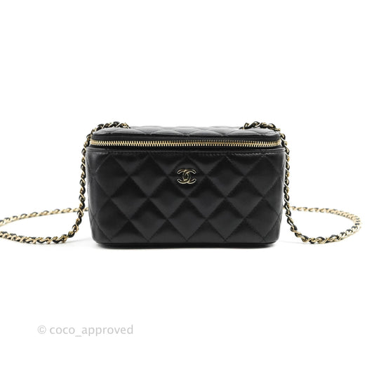 Chanel Classic Vanity with Chain Black Lambskin Gold Hardware