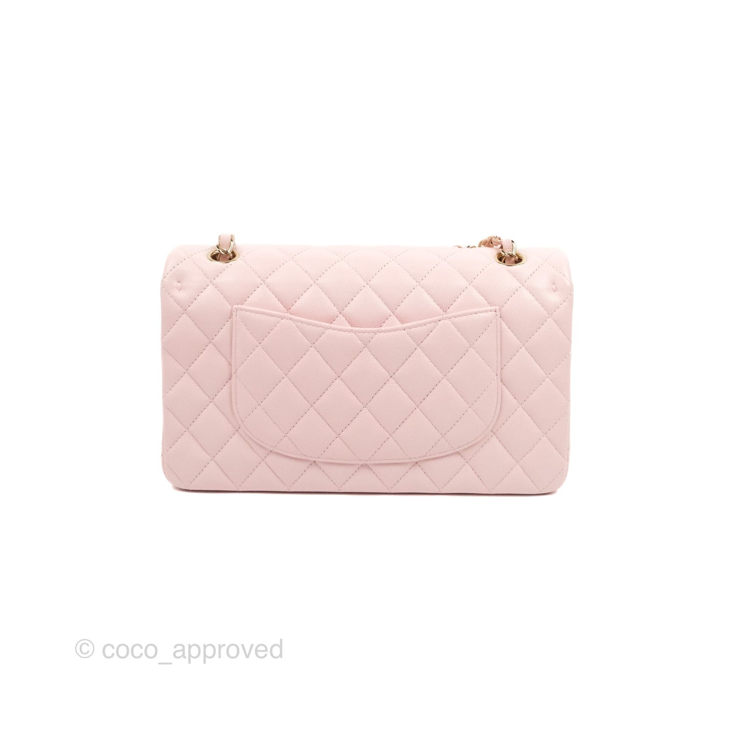 Chanel Classic M/L Medium Flap Quilted Light Pink Caviar Gold Hardware