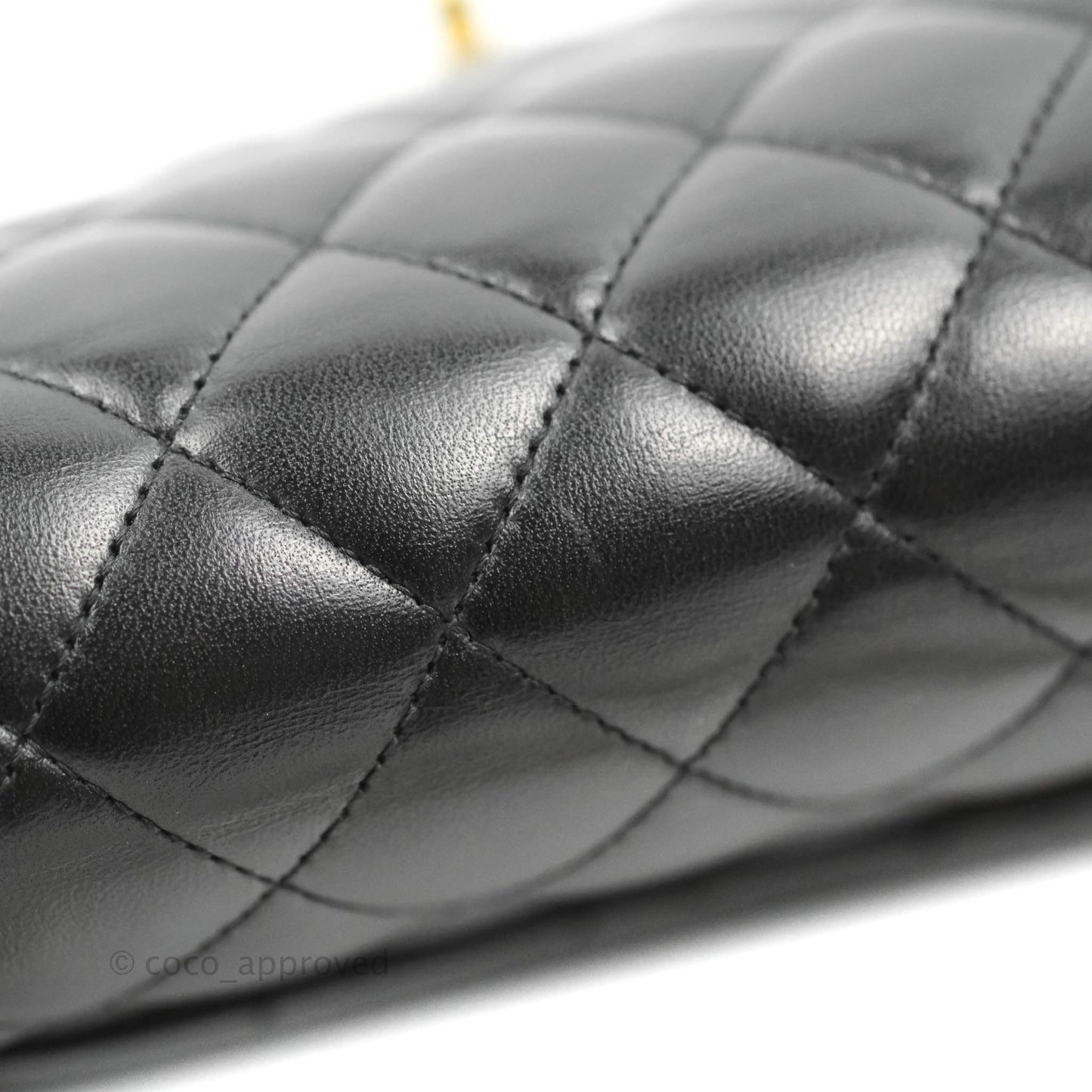 Chanel Classic M/L Medium Flap Quilted Black Lambskin 24K Gold Hardware