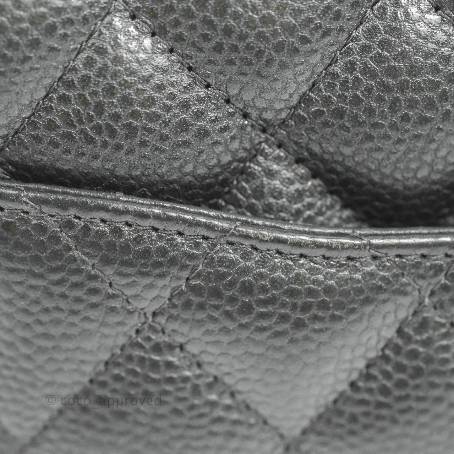 Chanel Quilted Mini Square Flap Bag Pearly Black Caviar Gold Hardware