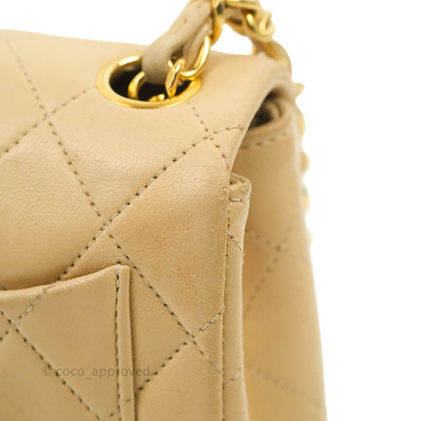 Chanel Vintage Mini Square Beige Lambskin 24K Gold Hardware