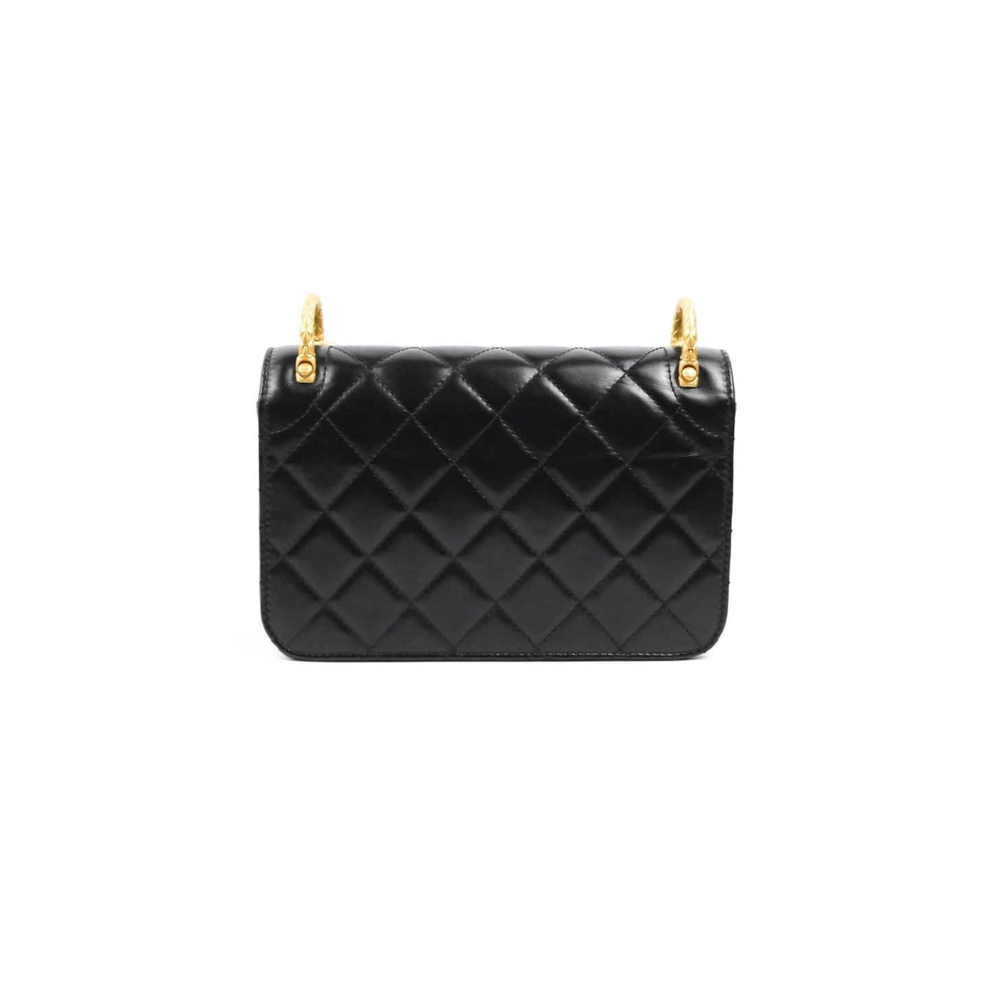 Chanel Mini Flap Bag Black Calfskin Aged Gold Hardware 21B