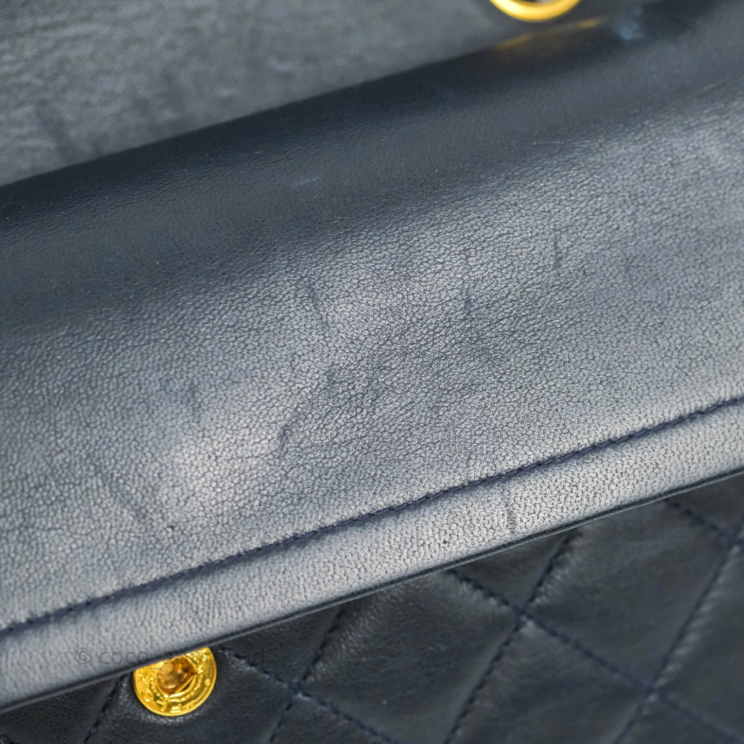 Chanel Classic Vintage Medium M/L Flap Navy Lambskin 24K Gold Hardware