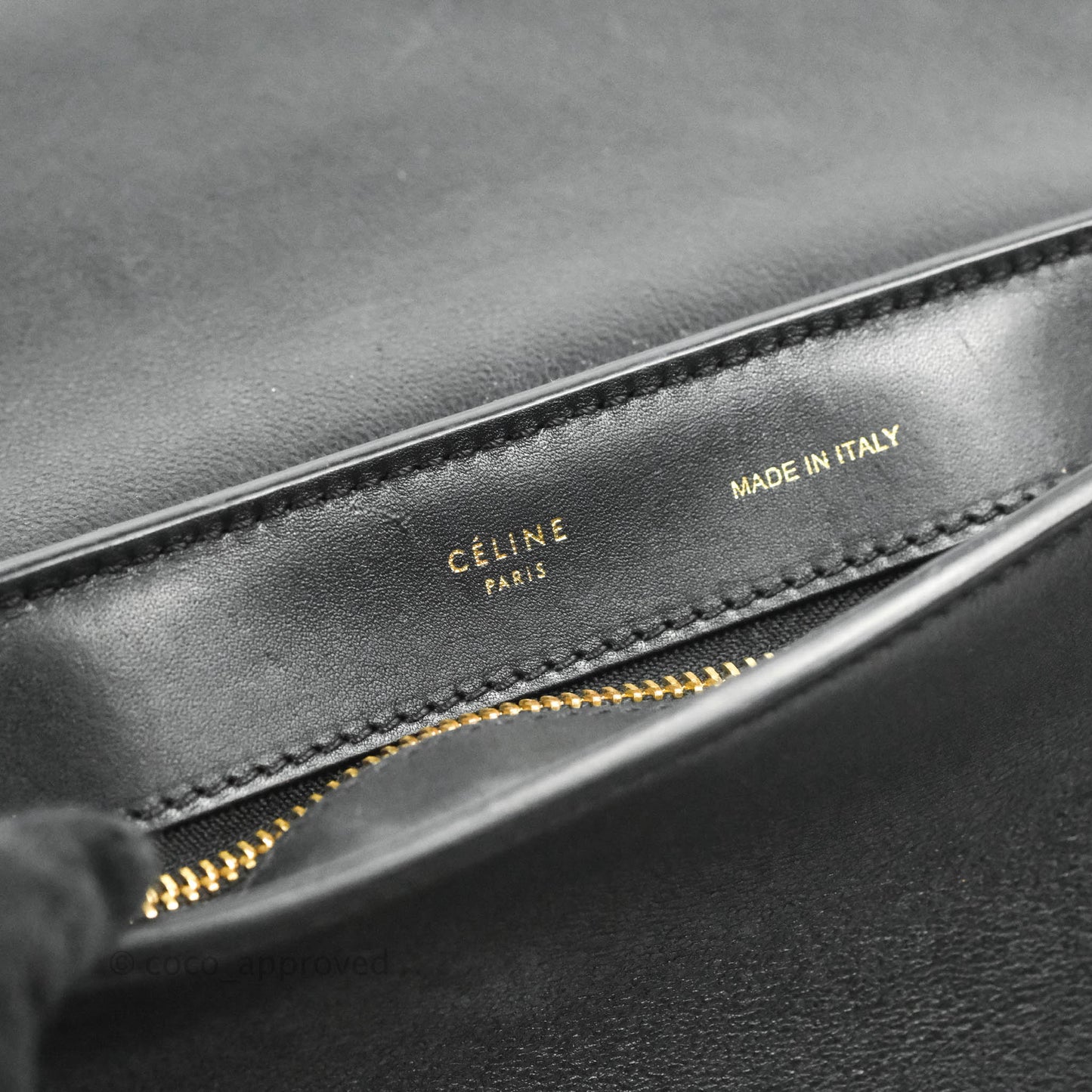 Celine Small Sleek Calfskin Tri-Color Trapeze Ivory Black Raffia