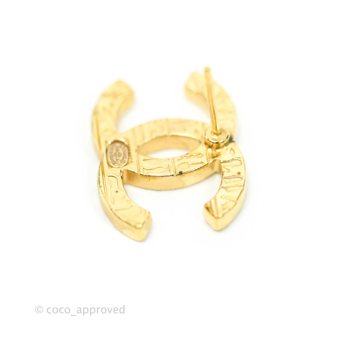 Chanel CC Hieroglyphs Earrings Gold Tone 19A