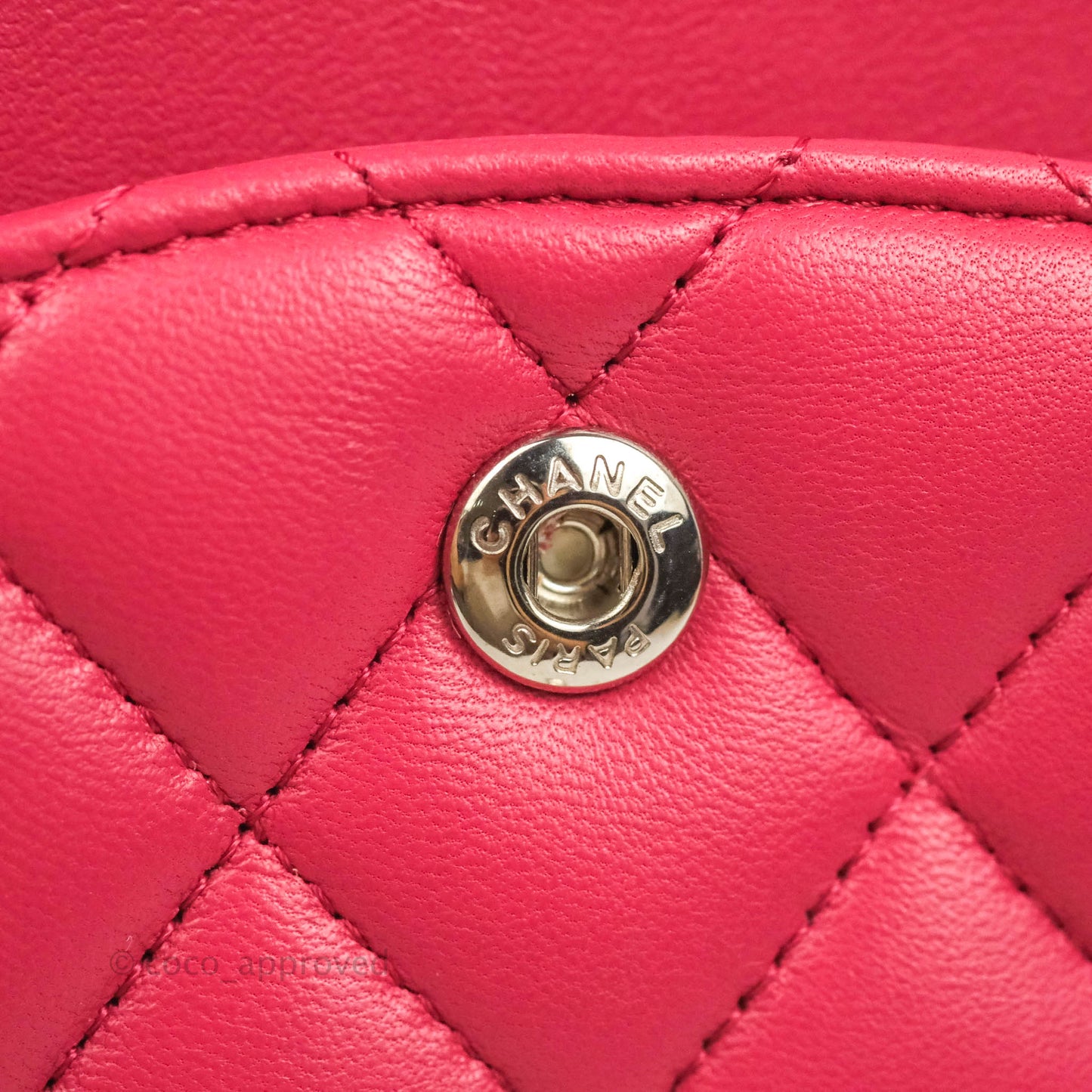 Chanel Classic Quilted M/L Medium Flap Dark Pink Lambskin Silver Hardware