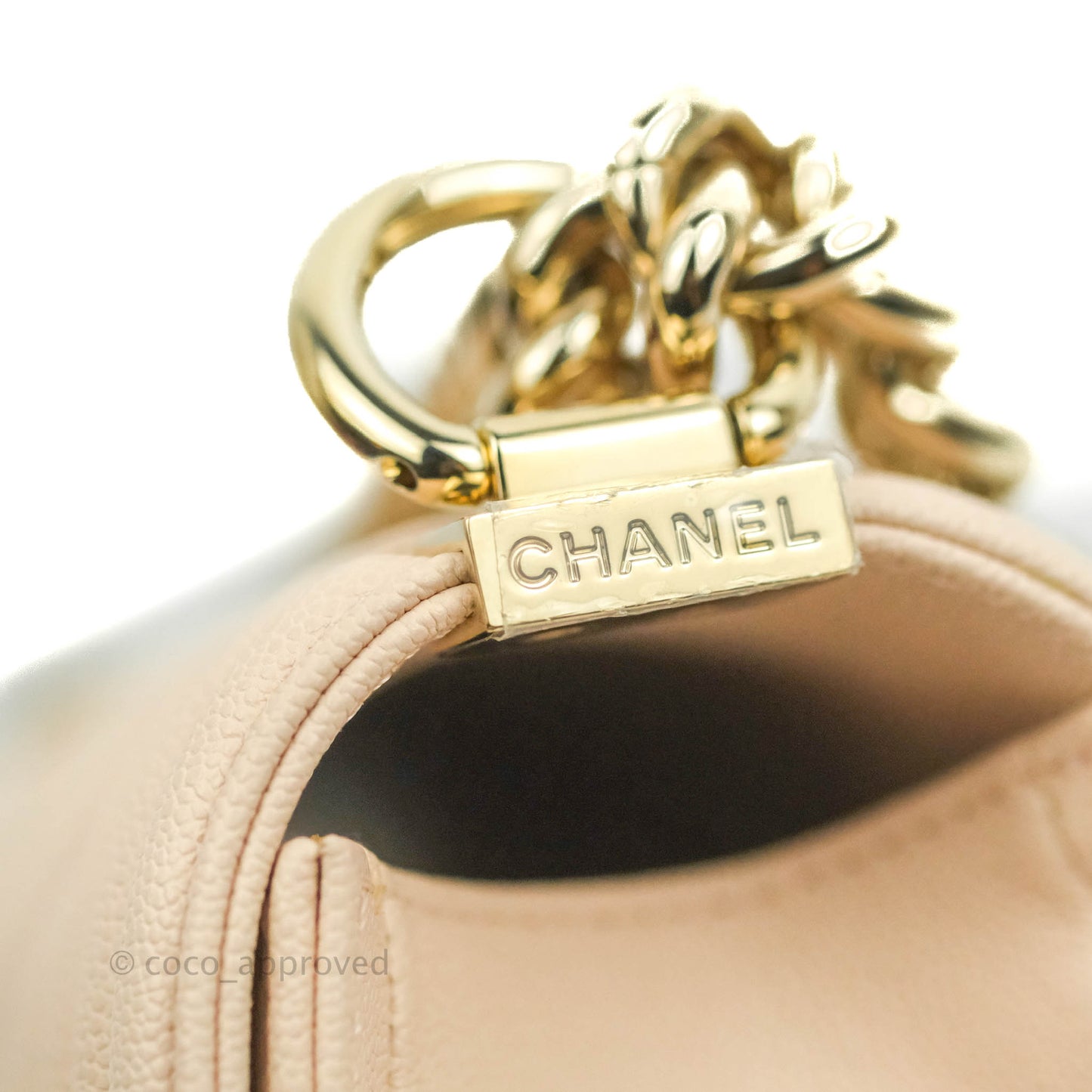 Chanel Small Boy Chevron Light Pink Caviar Gold Hardware