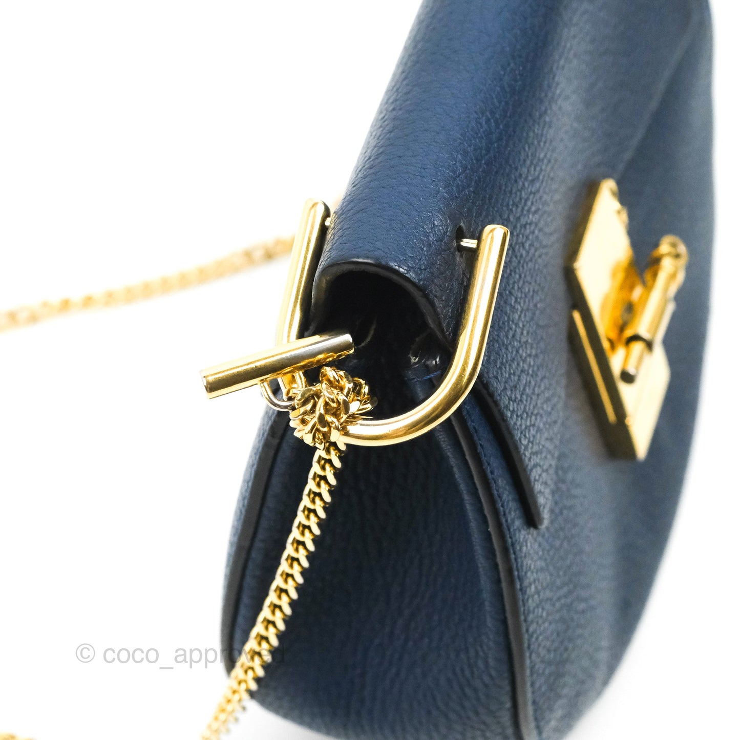 Chloe Mini Drew Crossbody Bag Navy Grained Leather