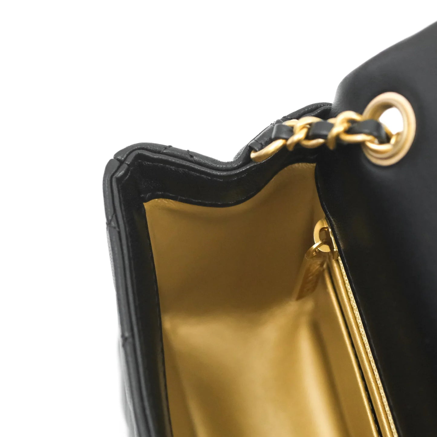 Chanel Mini Rectangular Pearl Crush Quilted Black Lambskin Aged Gold Hardware