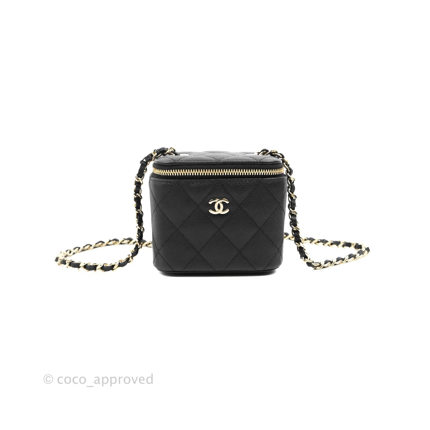 Chanel Mini Vanity With Chain Black Caviar Gold Hardware