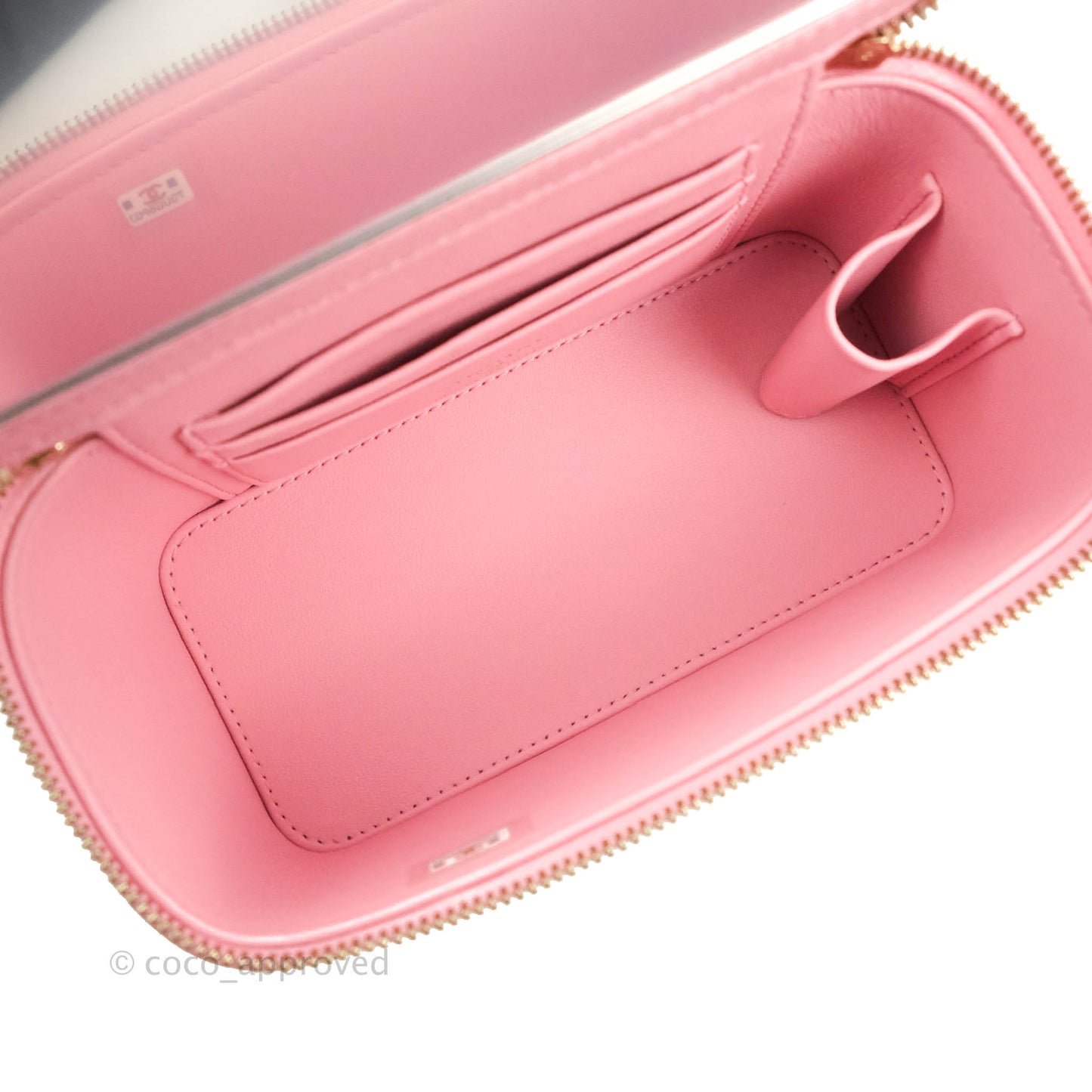 Chanel Vanity Rectangular with Top Handle Pick Me Up Pink Lambskin Aged Gold Hardware 22S
