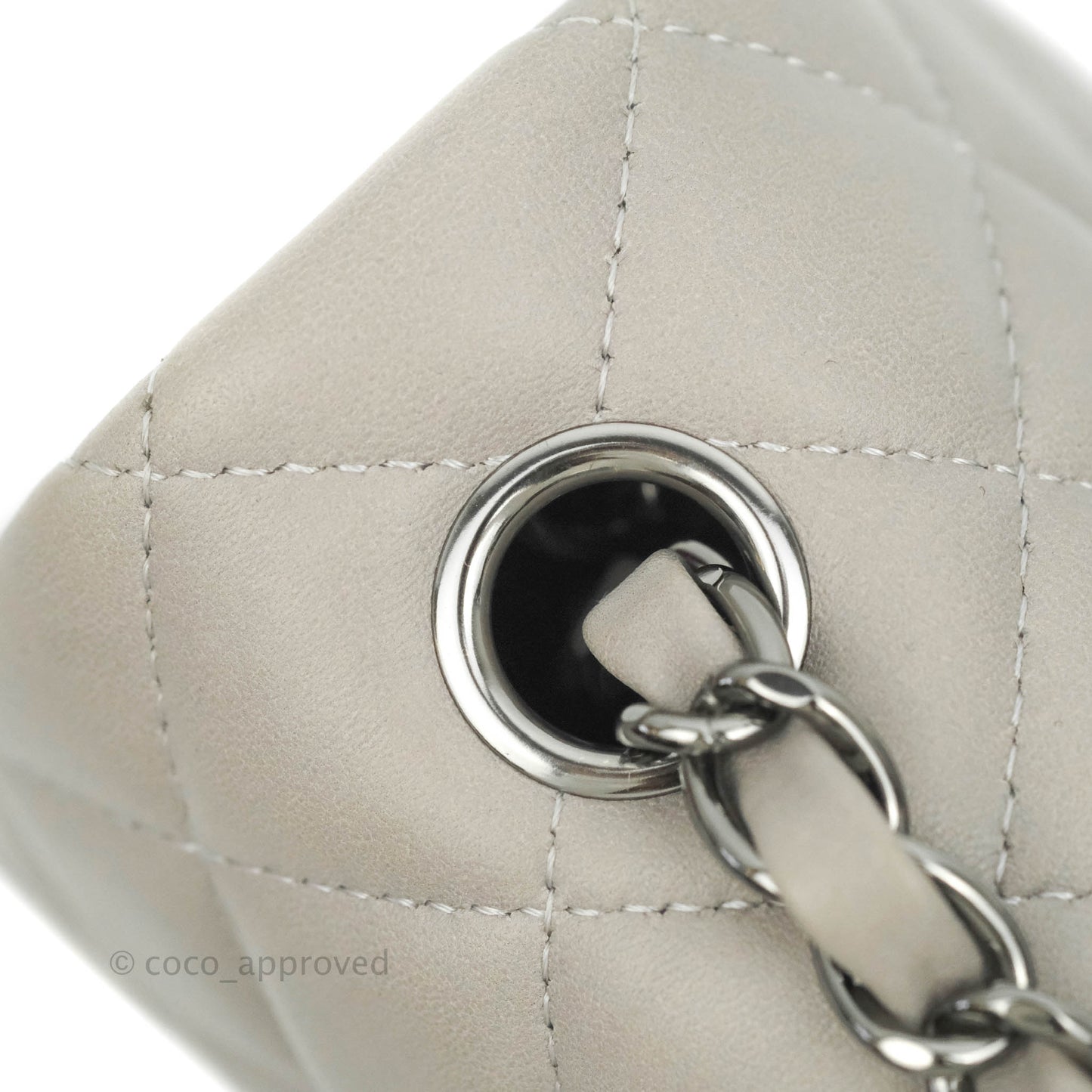 Chanel Quilted Mini Rectangular Flap Grey Lambskin Dark Silver Hardware