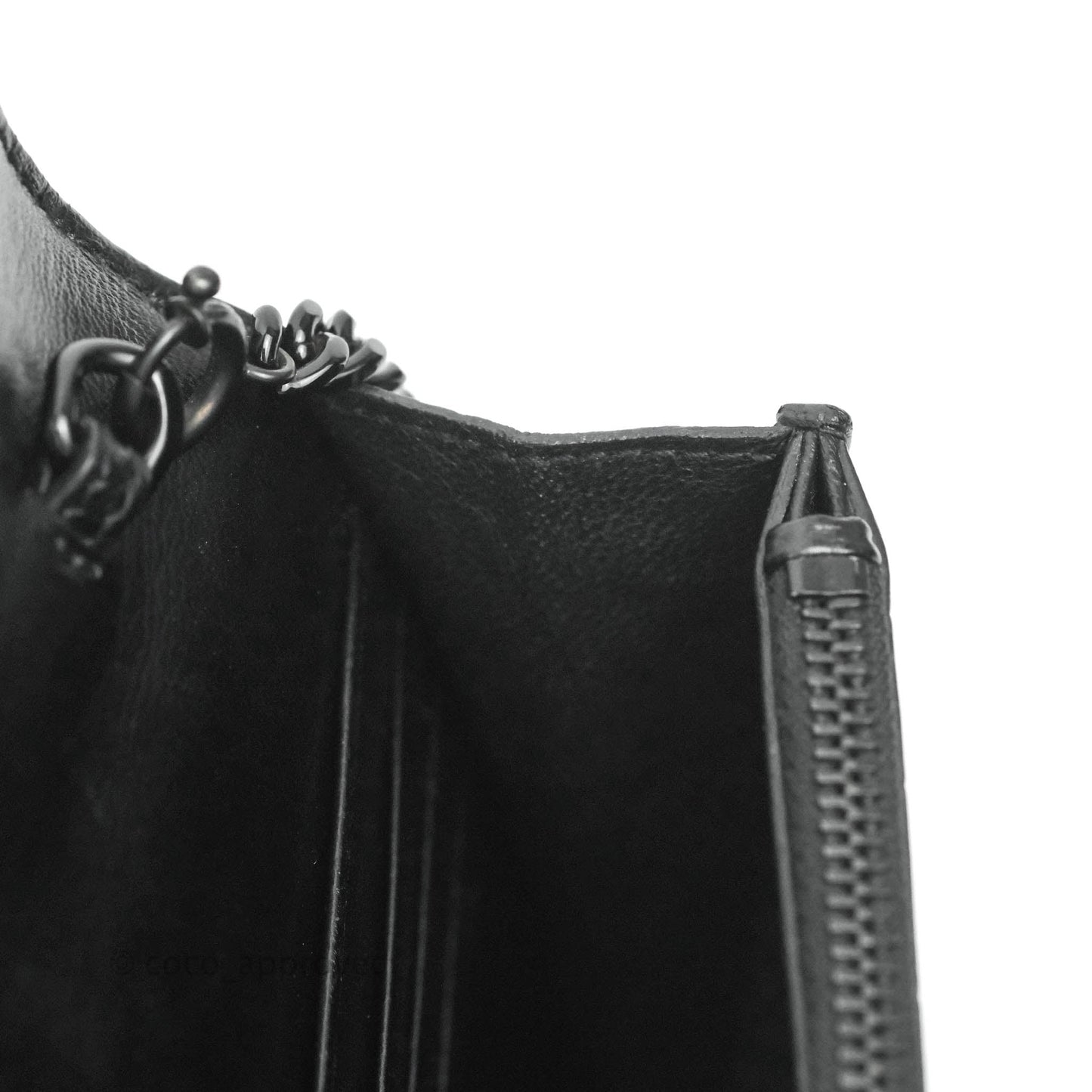 Saint Laurent Wallet on Chain So Black Crocodile-embossed Leather