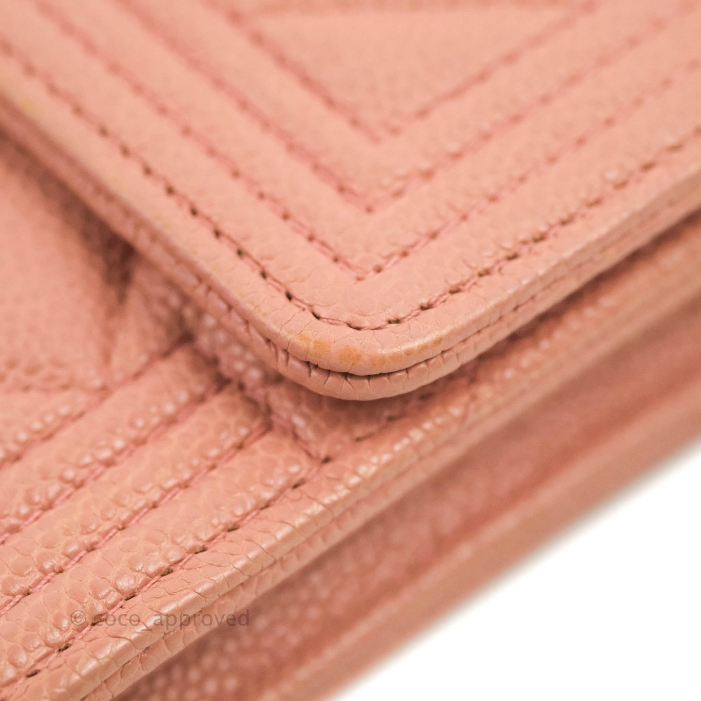 Chanel Quilted Boy Flap Long Wallet Pink Caviar Aged Gold Hardware