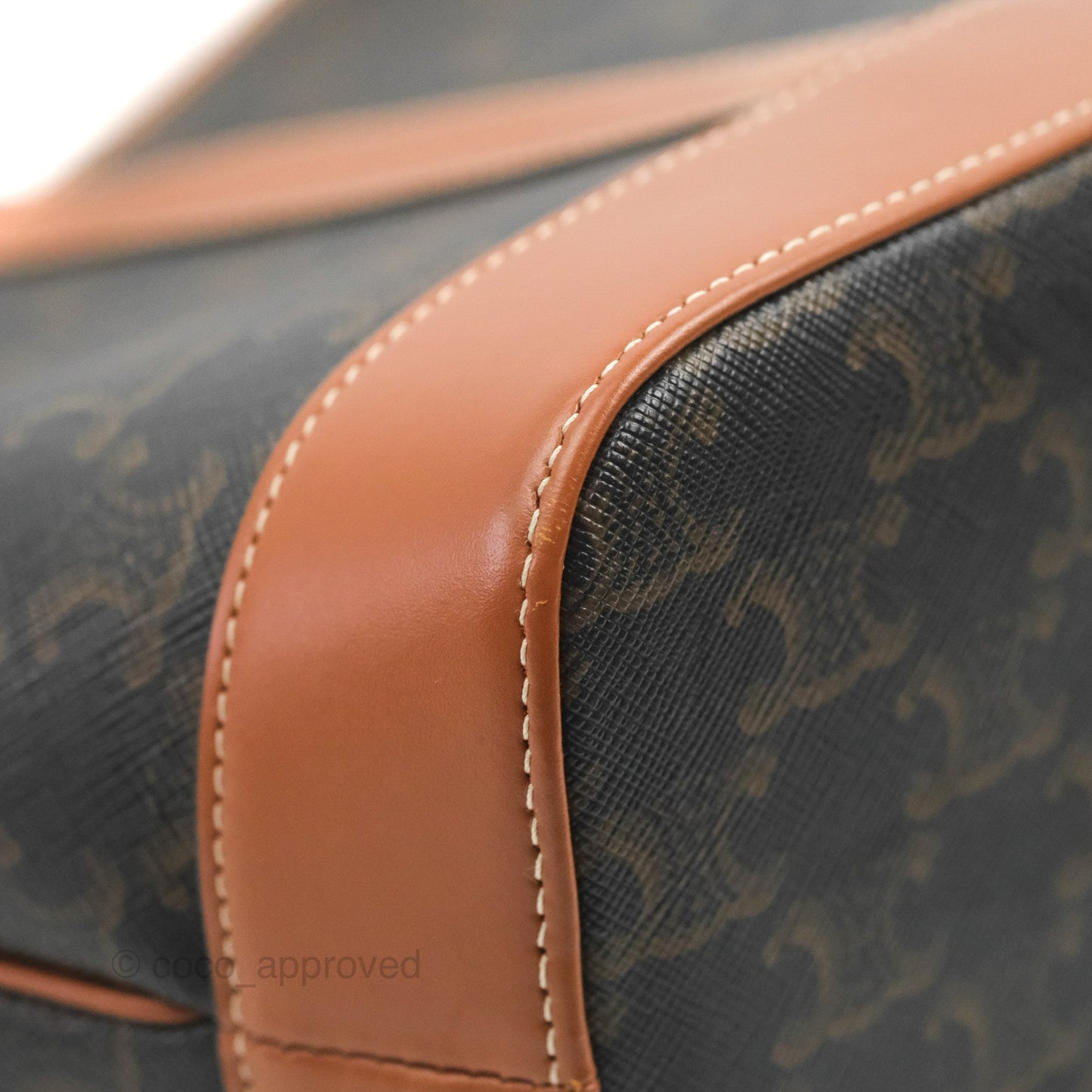 Celine Small Bucket Triomphe Canvas Tan Calfskin