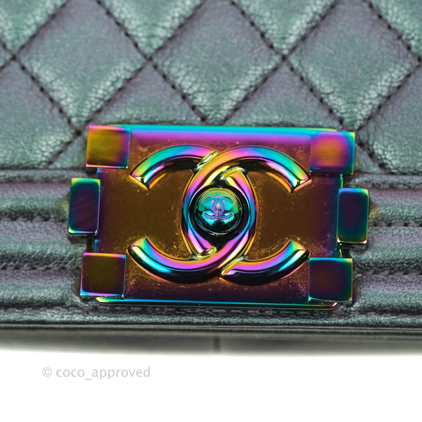 Chanel Medium Boy Bag Iridescent Purple Calfskin Mermaid Rainbow Hardware
