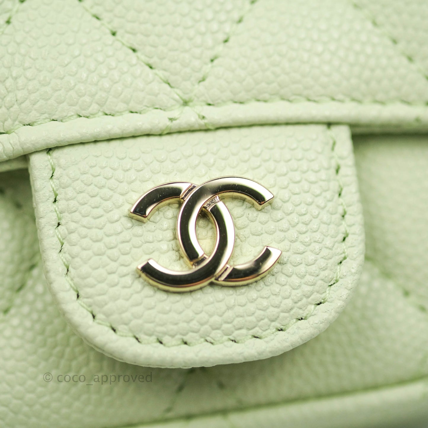 Chanel Classic Clutch With Chain Mint Green Gold Hardware