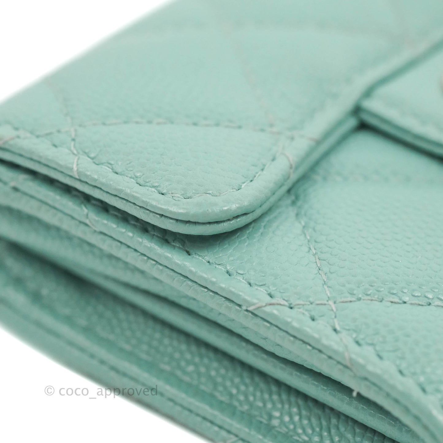 Chanel Quilted Small Flap Card Holder Tiffany Caviar Gold Hardware