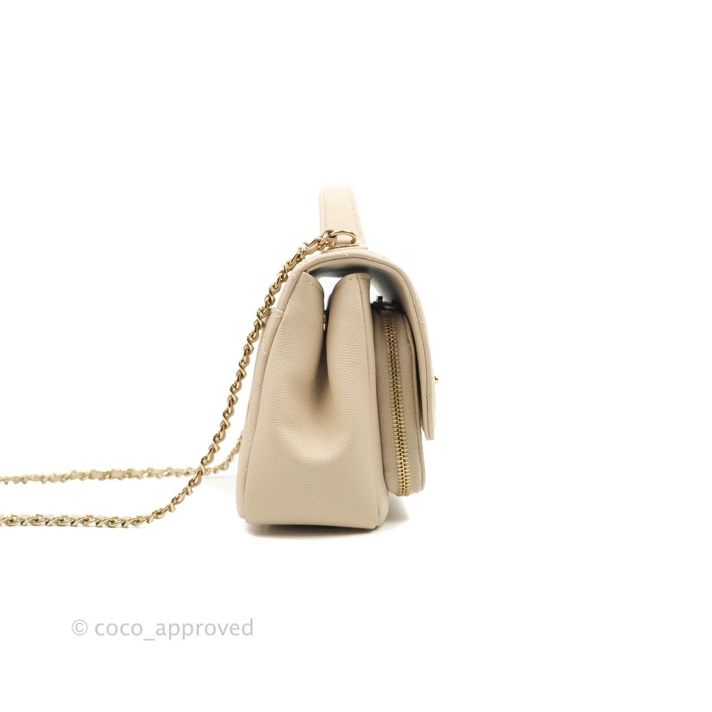Chanel Quilted Small Business Affinity Flap Light Beige Caviar Gold Hardware