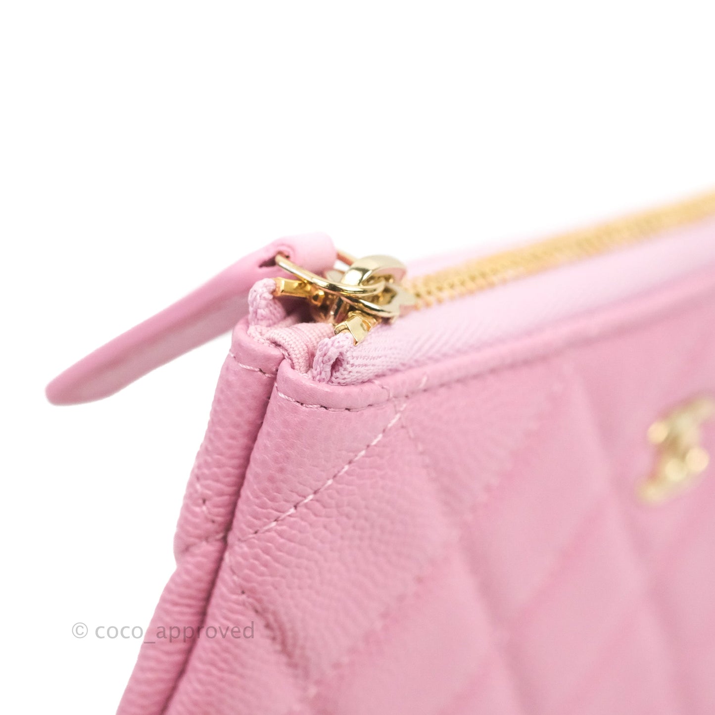 Chanel Quilted Mini O Case Light Pink Caviar Gold Hardware