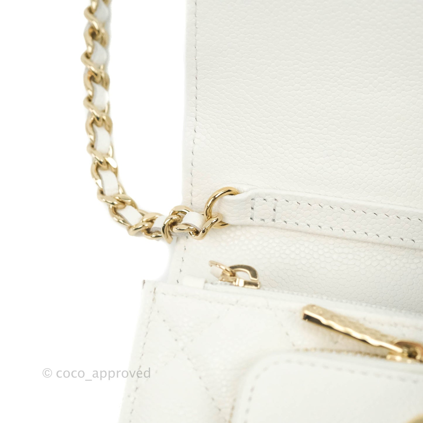 Chanel Business Affinity Clutch With Chain White Caviar Gold Hardware