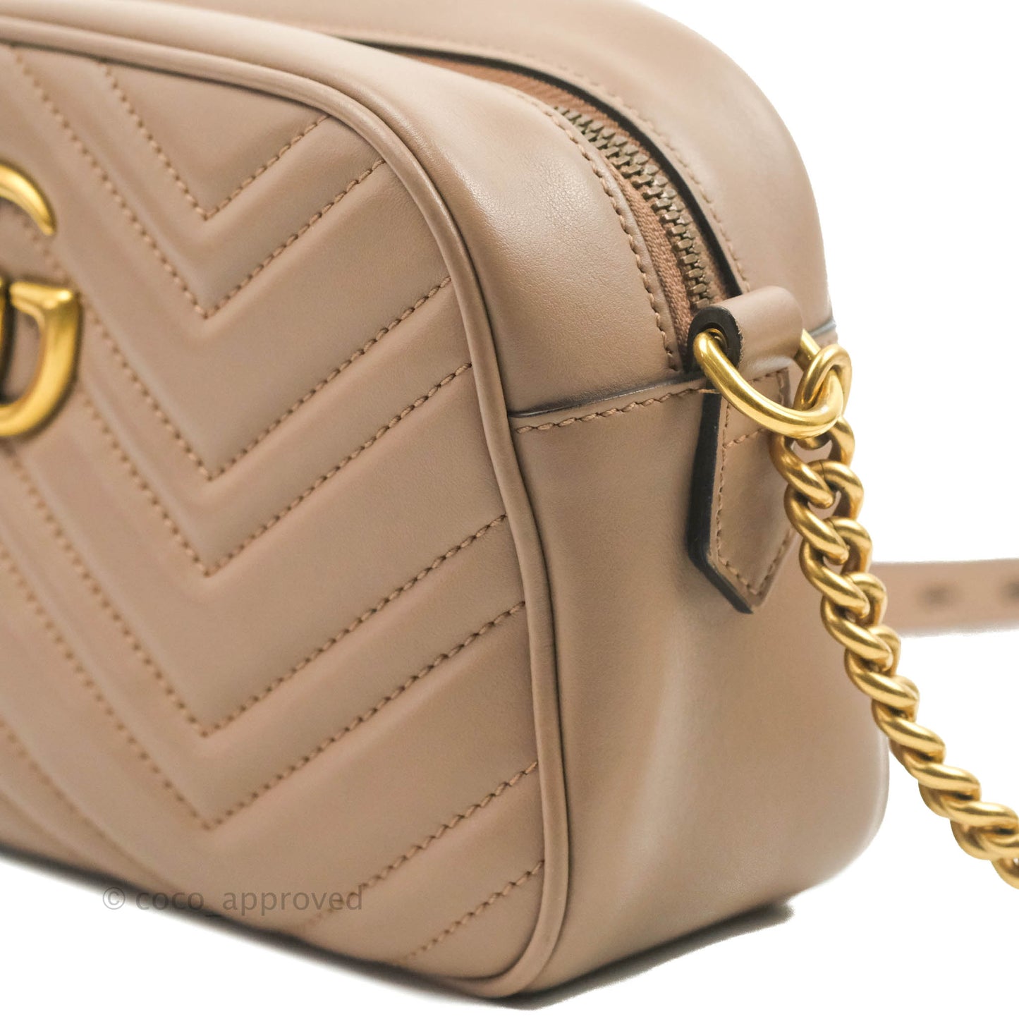 Gucci Small Matelasse GG Marmont Camera Bag Dusty Pink Calfskin Gold Hardware