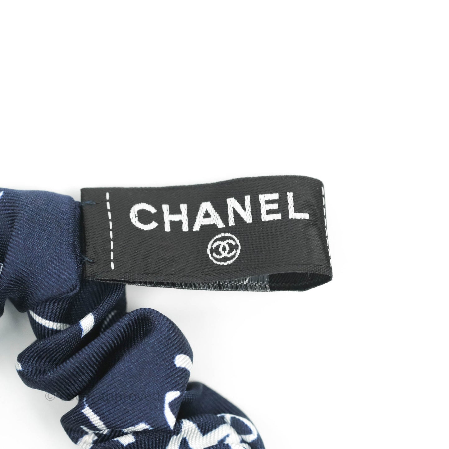 Chanel Blue Silk Scarf Scrunchies Hair Accessory