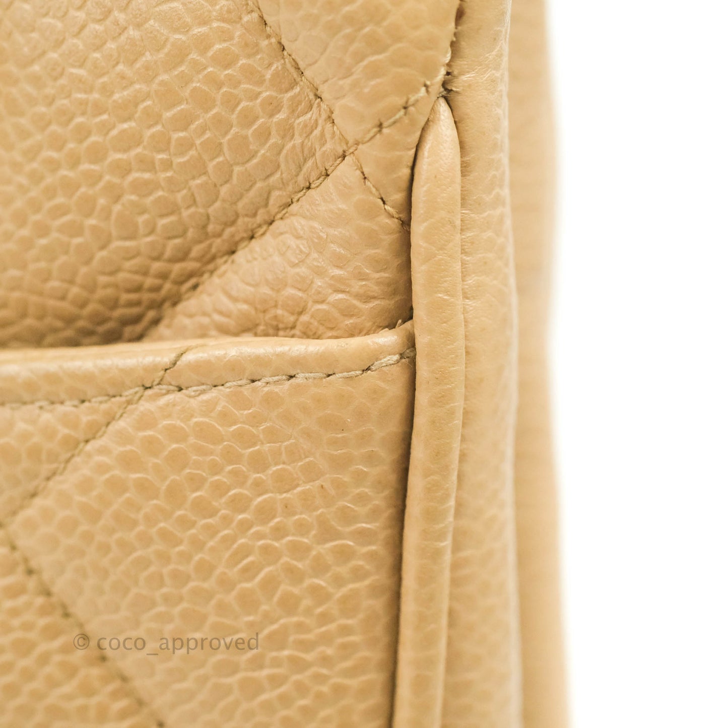 Chanel Vintage CC Quilted Tote Dark Beige Caviar 24K Gold Hardware