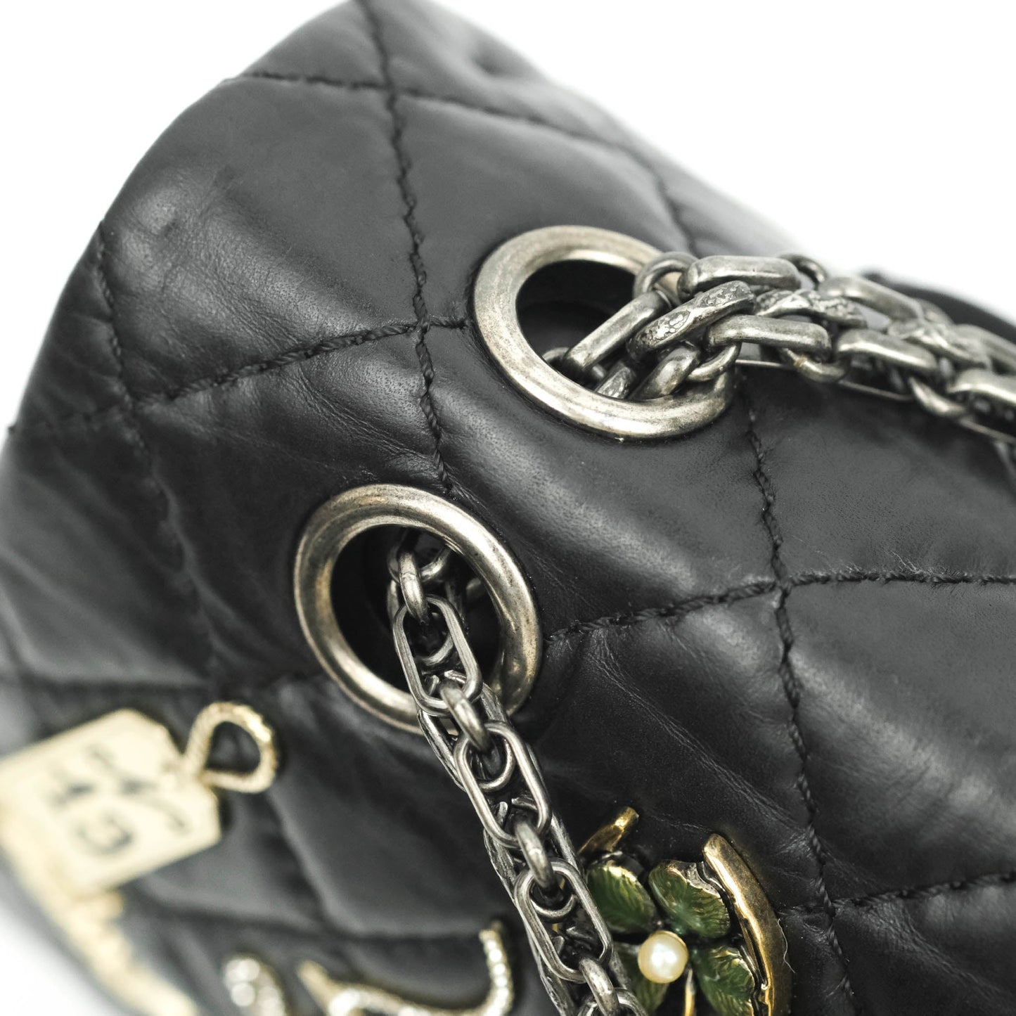 Chanel 2.55 Reissue Lucky Charms 225 Flap Black Crumpled Calfskin Ruthenium Hardware