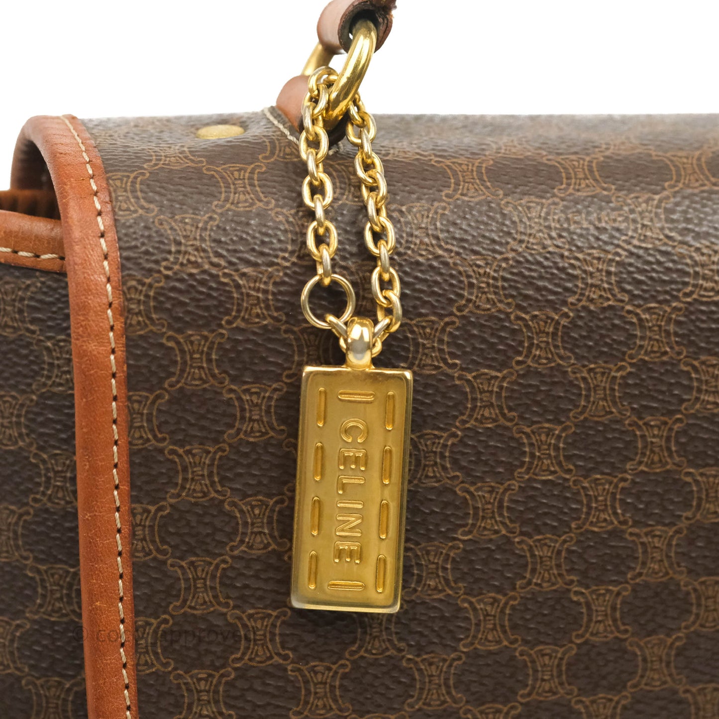 Celine Vintage Brown Canvas Top Handle Bag