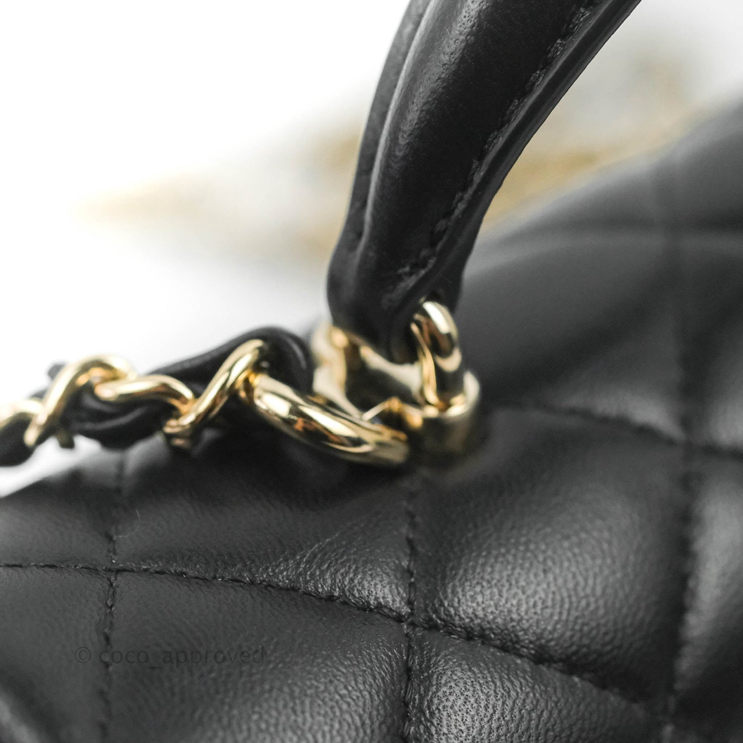 Chanel Top Handle Mini Rectangular Flap Bag Black Lambskin Gold Hardware