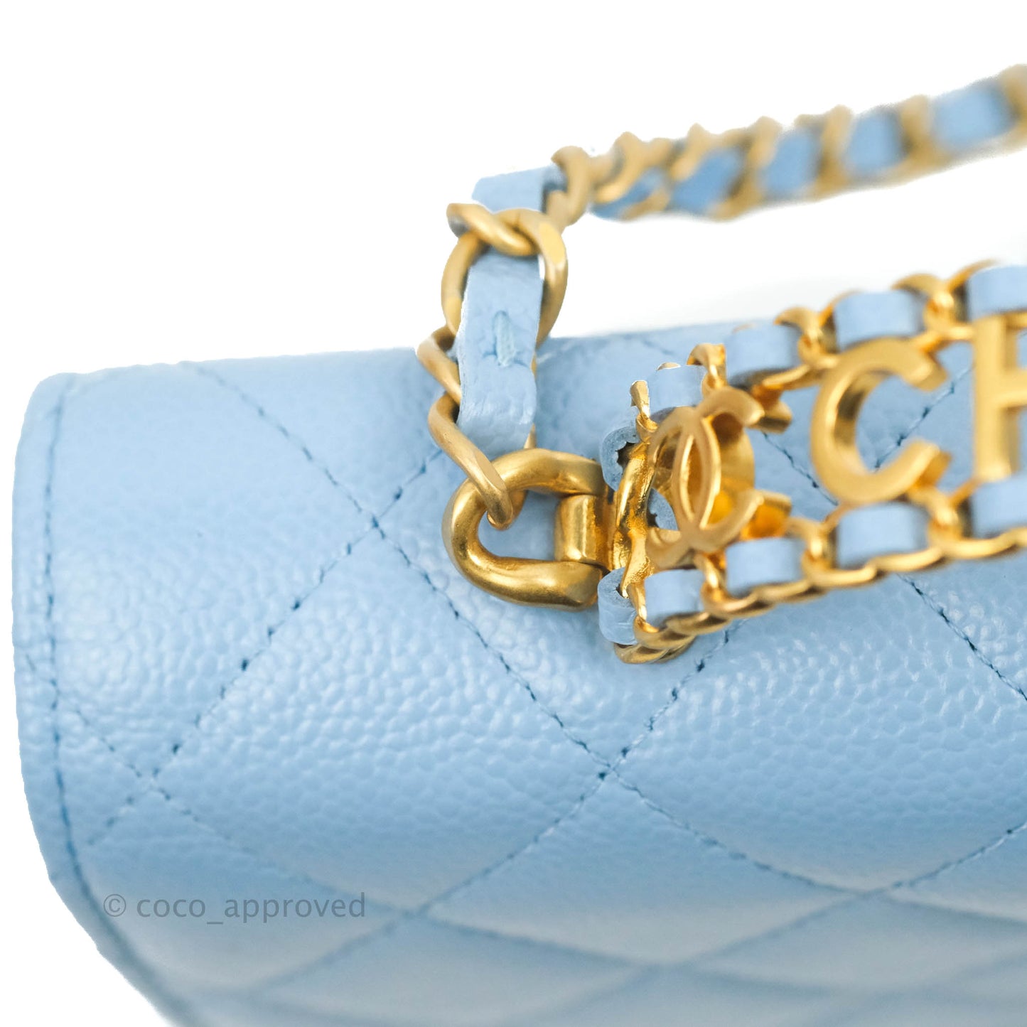 Chanel Top Handle Pick Me Up Wallet On Chain WOC Blue Caviar Gold Hardware 22S