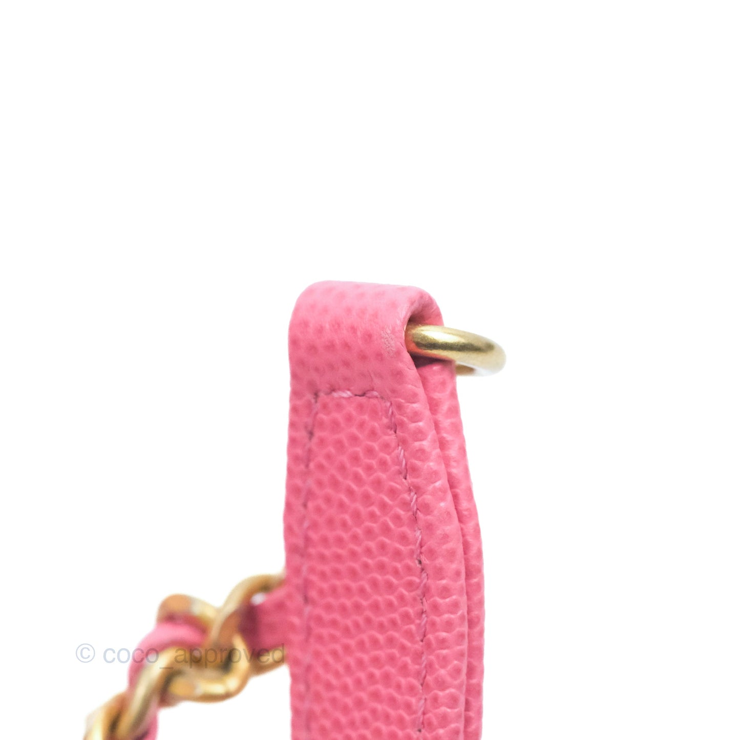 Chanel Small Coco Handle Quilted Pink Caviar Aged Gold Hardware Lizard Embossed Handle