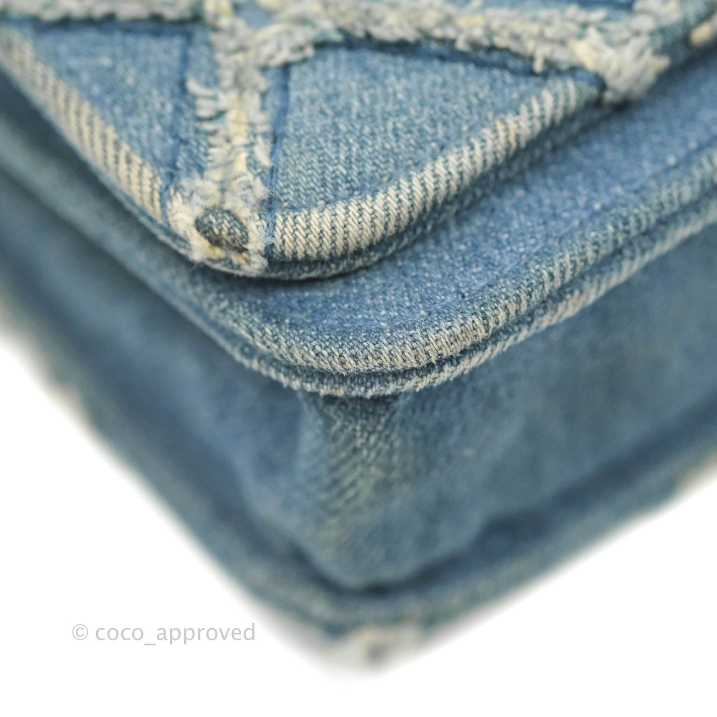 Chanel Quilted Wallet on Chain WOC Washed Denim Silver Hardware
