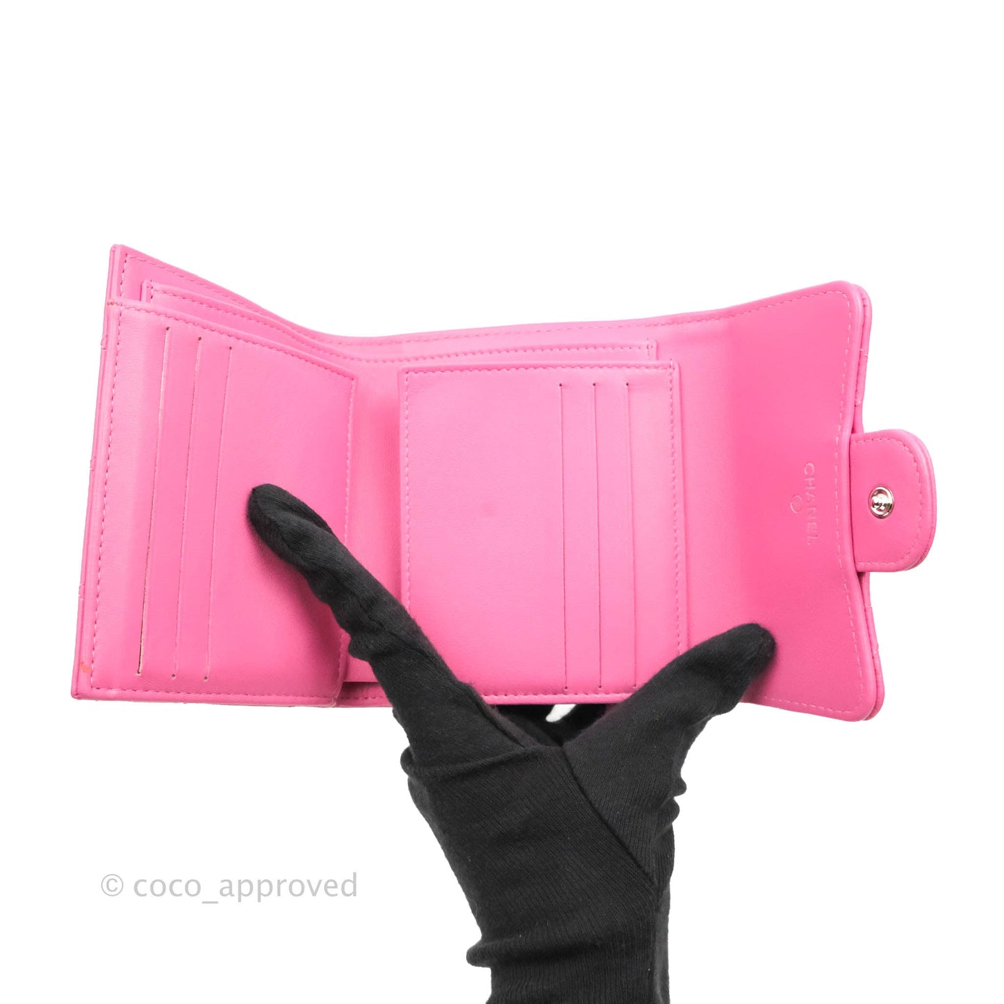 Chanel Classic Flap Wallet Pink Lambskin Silver Hardware