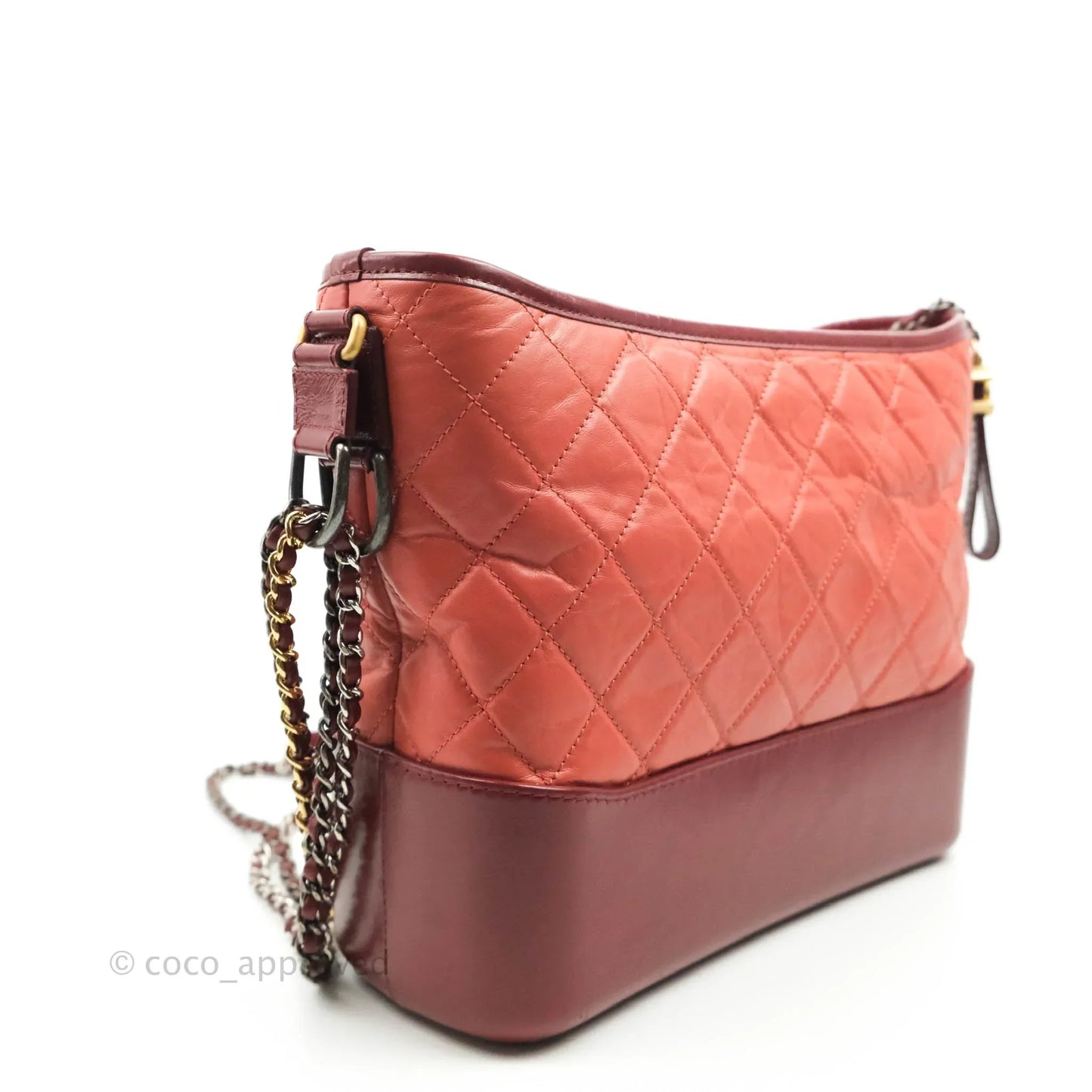 Chanel Large Gabrielle Hobo Red Aged Calfskin Mixed Hardware