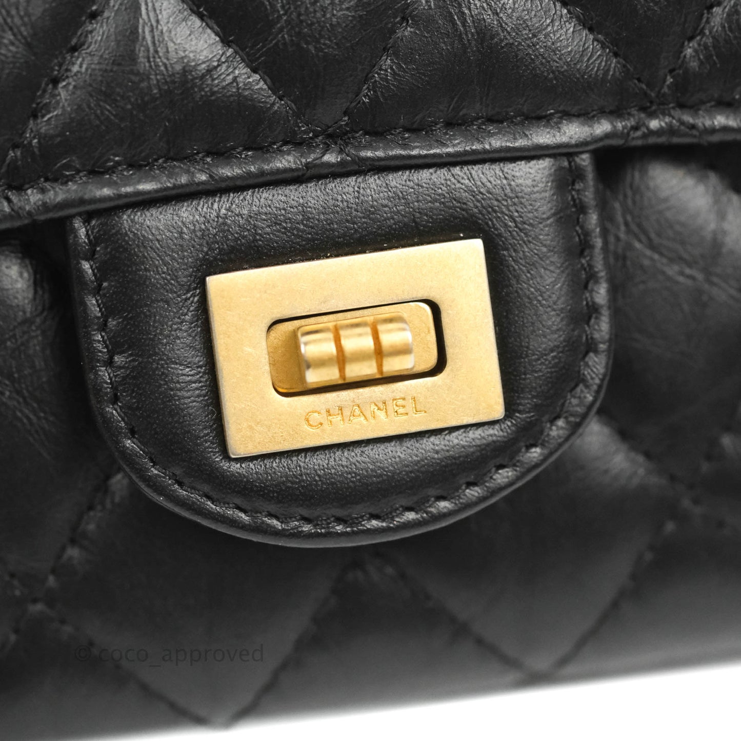 Chanel Reissue 2.55 Clutch With Chain Black Crumpled Calfskin Aged Gold Hardware
