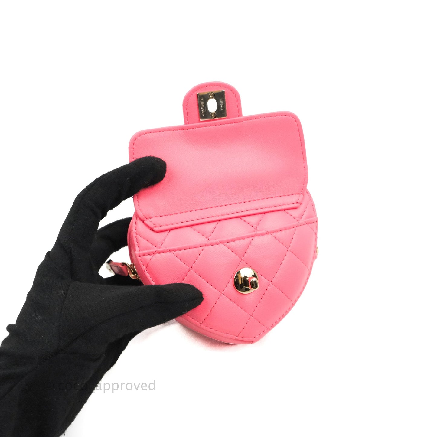 Chanel Mini Heart Belt Bag Pink Lambskin Gold Hardware 22S