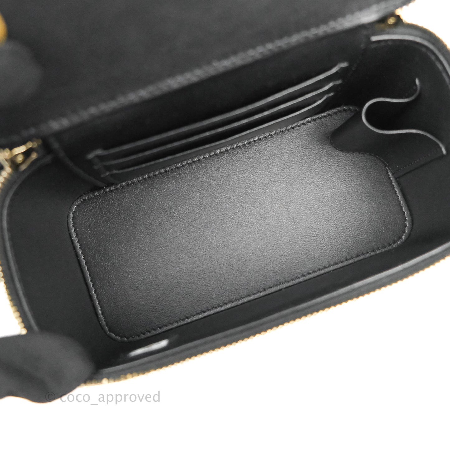Chanel Vanity with Adjustable Chain Black Lambskin Aged Gold Hardware 22K